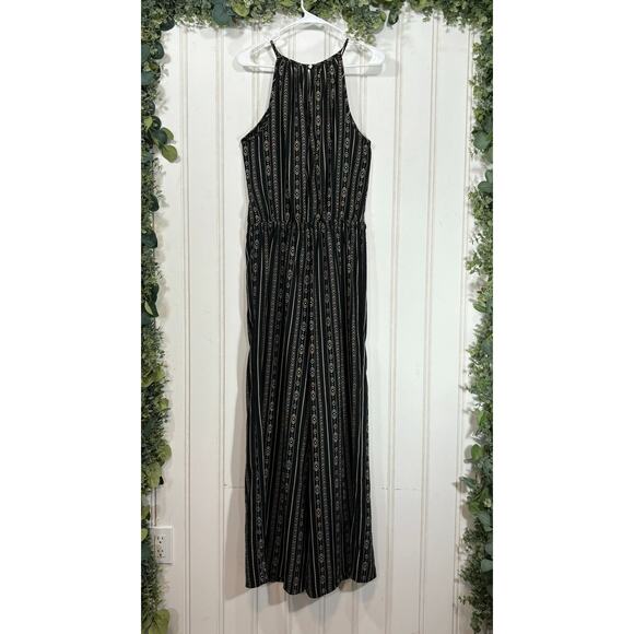 Vision Black Cream Boho Hippie Indie Jumpsuit Romper MEDIUM Casual Sleeveless - Picture 2 of 9